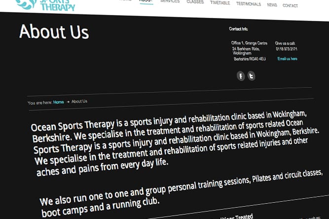 Ocean Sports Therapy Website